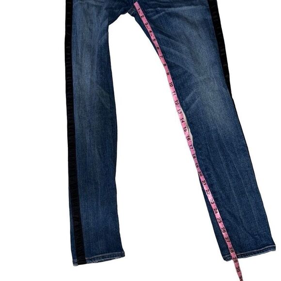 McGuire Medium Wash Skinny Denim Jeans  Silky Black Side Stripe Sz 25 - Picture 7 of 8